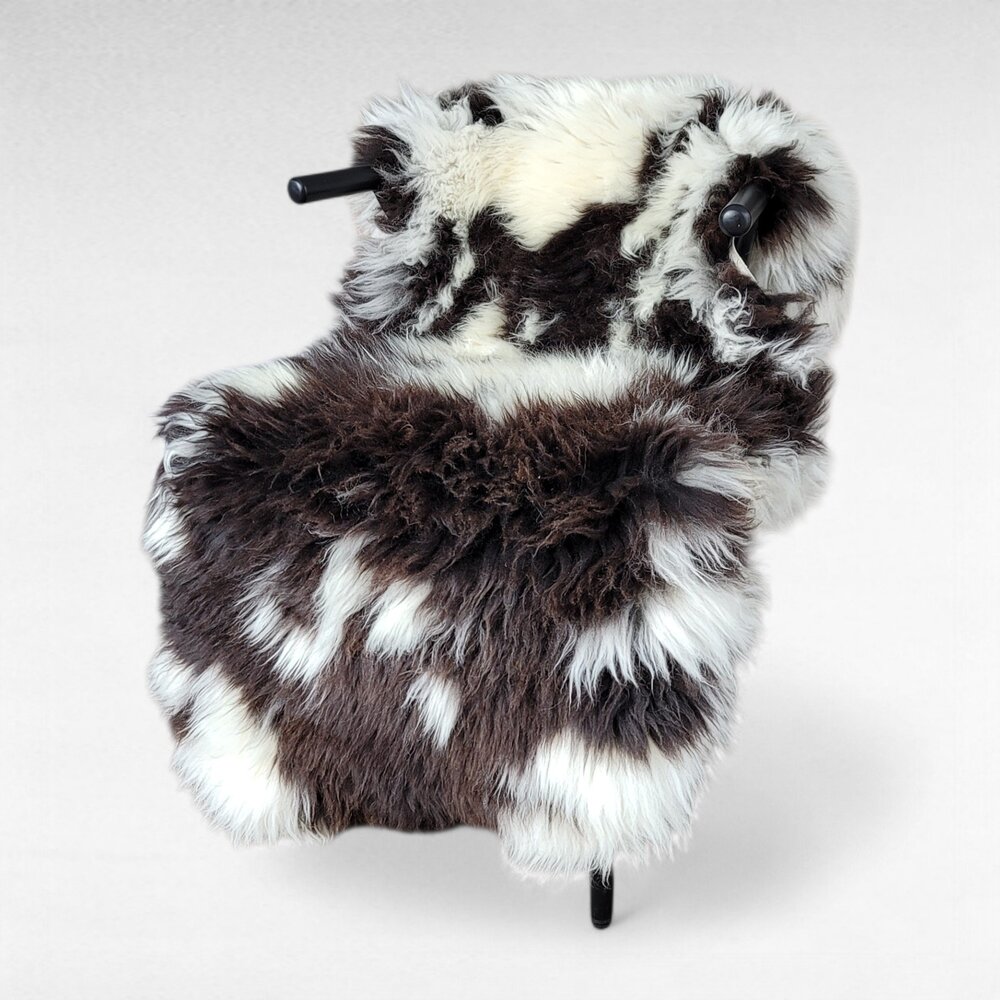 XXL Thick Lofty Natural Cream Brown Spotted Sheepskin Rug 53" x 31"